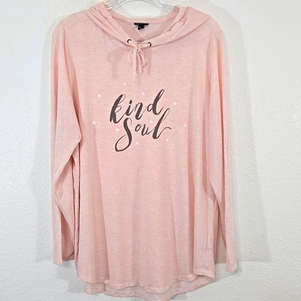 Torrid Kind Soul Light Pink Comfy Soft Lightweight Hooded Top, size 2